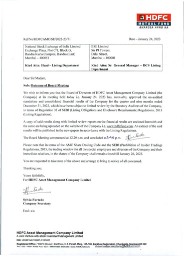 Thumbnail HDFC Asset Management Company Limited Quarterly Report 2022-q3