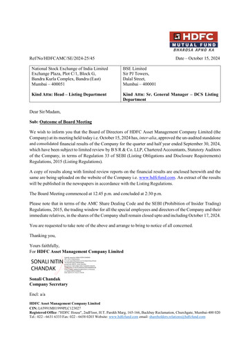Thumbnail HDFC Asset Management Company Limited Quarterly Report 2024-q2