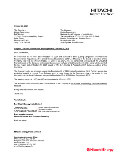 Miniature Hitachi Energy India Rapport trimestriel 2024-q2