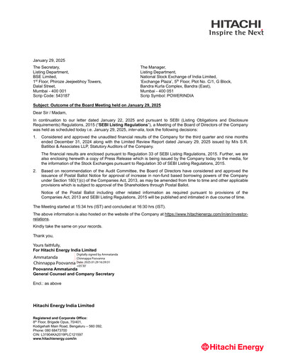 Miniature Hitachi Energy India Rapport trimestriel 2024-q3