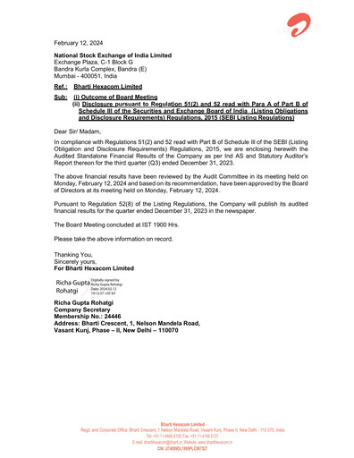 Vorschaubild Bharti Hexacom Quartalsbericht 2023-q3