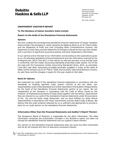 Thumbnail Kalyan Jewellers India Annual Report 2019-2020