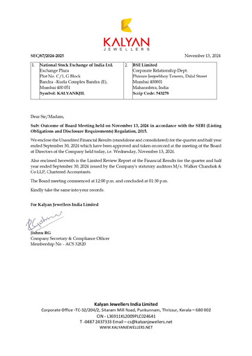 Thumbnail Kalyan Jewellers India Quarterly Report 2024-q2