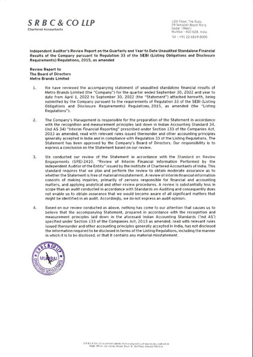 Miniature Metro Brands Rapport trimestriel 2022-q2