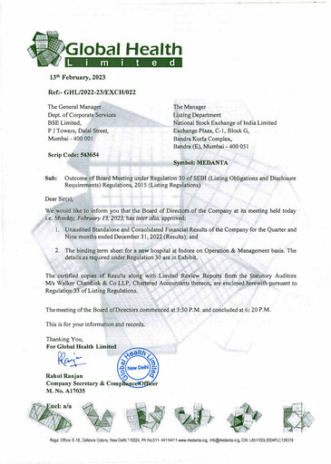 Thumbnail Global Health Limited (Medanta) Quarterly Report 2022-q3