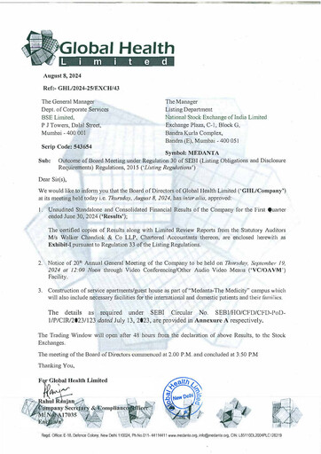 Thumbnail Global Health Limited (Medanta) Quarterly Report 2024-q1