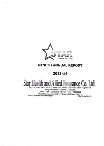 Thumbnail Star Health and Allied Insurance Company Annual Report 2013-2014