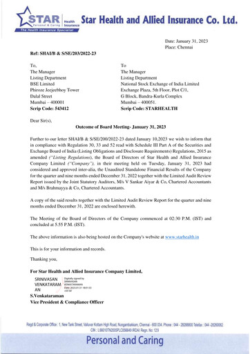 Thumbnail Star Health and Allied Insurance Company Quarterly Report 2022-q3