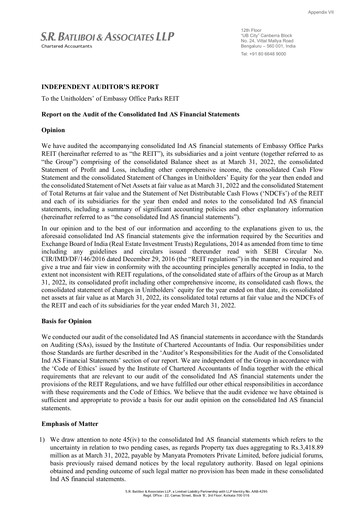 Thumbnail Embassy Office Parks REIT Financial Statement 2021-2022