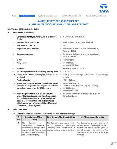 Thumbnail Tata Investment Corporation ESG Report 2022-2023