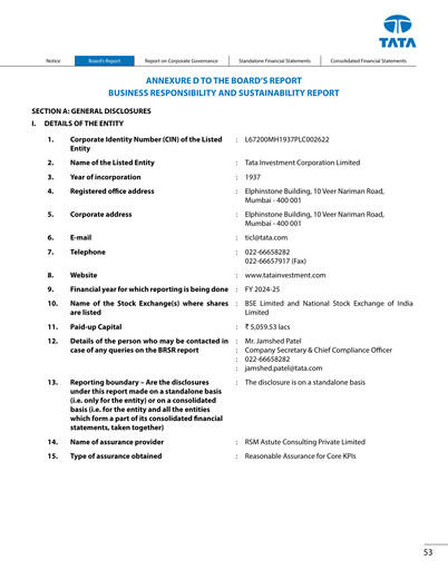 Thumbnail Tata Investment Corporation ESG Report 2024-2025