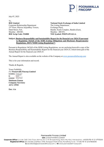 Thumbnail Poonawalla Fincorp ESG Report 2024-2025