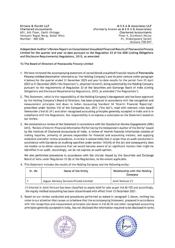 Miniature Poonawalla Fincorp Rapport trimestriel 2025-q3