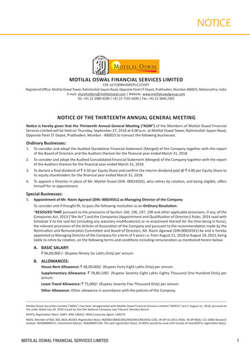 Thumbnail Motilal Oswal Financial Services Annual Report 2017-2018