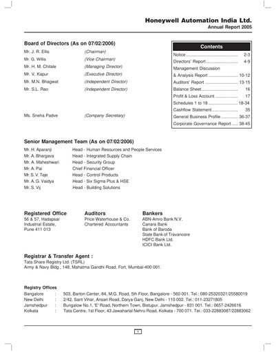 Thumbnail Honeywell Automation India Annual Report 2005