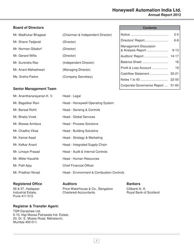 Thumbnail Honeywell Automation India Annual Report 2012
