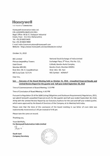 Thumbnail Honeywell Automation India Quarterly Report 2018-q2