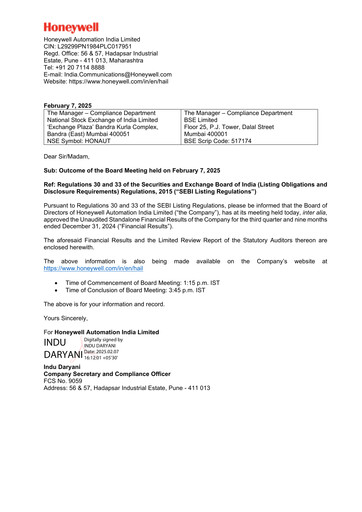 Thumbnail Honeywell Automation India Quarterly Report 2024-q3