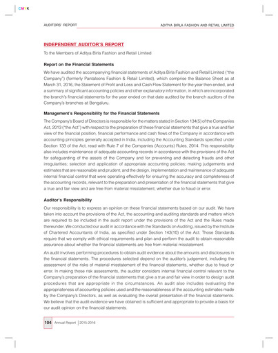 Thumbnail Aditya Birla Fashion and Retail Financial Statement 2015-2016