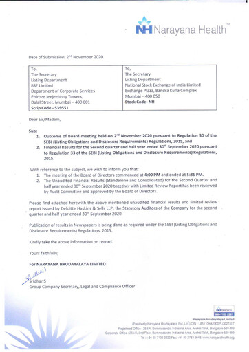 Thumbnail Narayana Hrudayalaya Quarterly Report 2020-q2