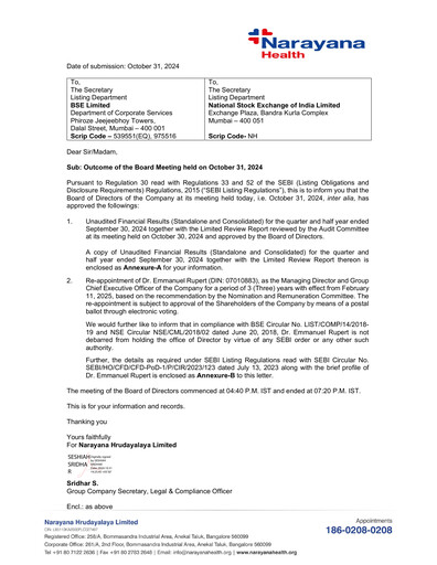Thumbnail Narayana Hrudayalaya Quarterly Report 2024-q2