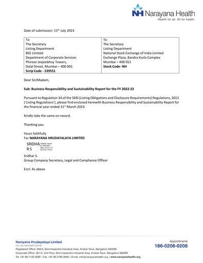 Thumbnail Narayana Hrudayalaya Sustainability Report 2022-2023