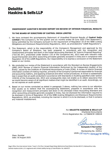 Thumbnail Castrol India Quarterly Report 2025-q2