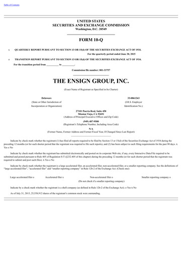 Miniature The Ensign Group Rapport trimestriel 2015-q2