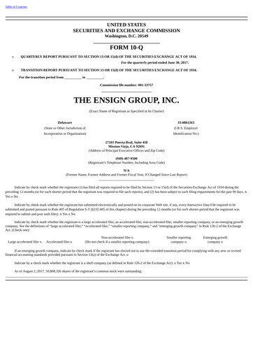 Miniature The Ensign Group Rapport trimestriel 2017-q2