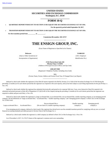 Miniature The Ensign Group Rapport trimestriel 2017-q3