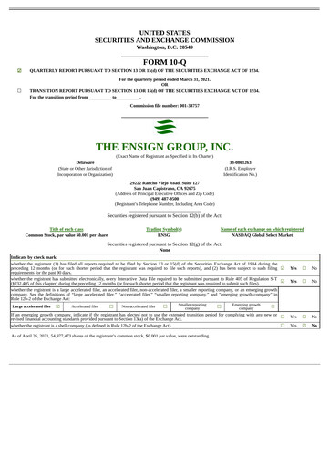 Miniature The Ensign Group Rapport trimestriel 2021-q1