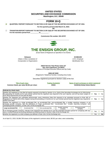 Miniature The Ensign Group Rapport trimestriel 2023-q1