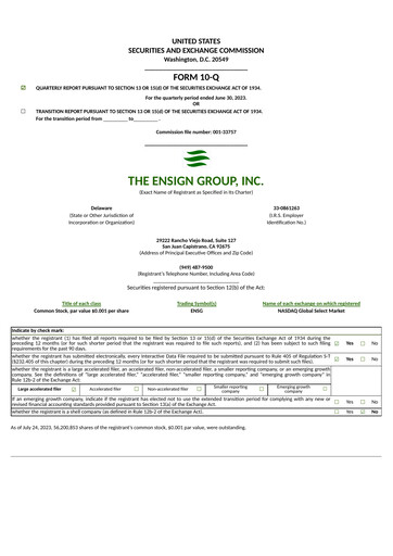 Miniature The Ensign Group Rapport trimestriel 2023-q2