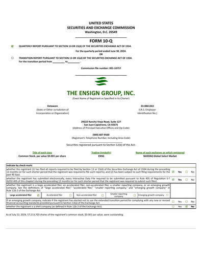 Miniature The Ensign Group Rapport trimestriel 2024-q2