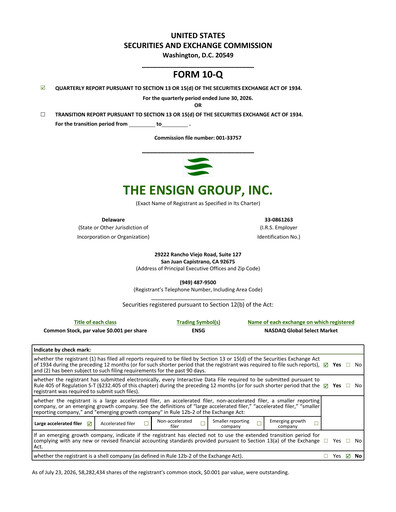 Miniature The Ensign Group Rapport trimestriel 2026-q2