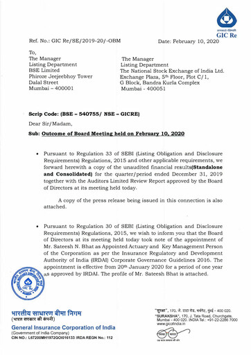 Thumbnail General Insurance Corporation of India
 Quarterly Report 2019-q3