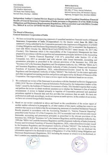 Thumbnail General Insurance Corporation of India
 Quarterly Report 2024-q1