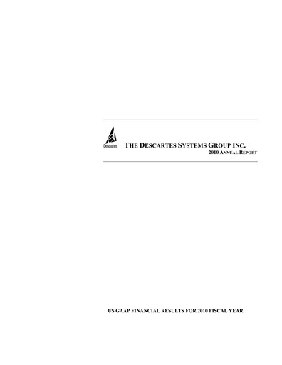Thumbnail Descartes Systems Group Annual Report 2010