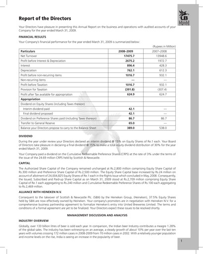 Thumbnail United Breweries Annual Report 2008-2009