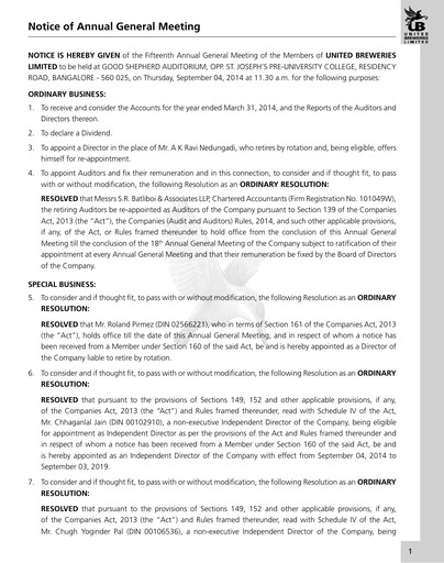 Thumbnail United Breweries Annual Report 2013-2014