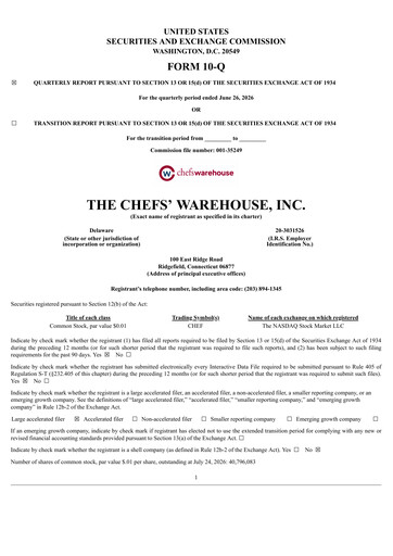 Thumbnail Chefs' Warehouse Quarterly Report 2026-q2