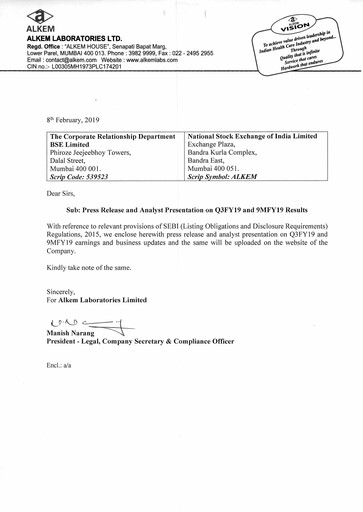 Thumbnail Alkem Laboratories
 Quarterly Report 2018-q3