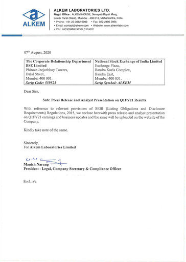 Thumbnail Alkem Laboratories
 Quarterly Report 2020-q1