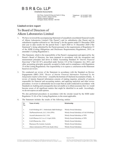 Vorschaubild Alkem Laboratories
 Quartalsbericht 2020-q3