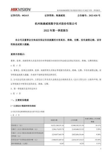 Thumbnail Hikvision
 Quarterly Report 2022-q1