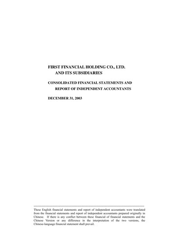 Thumbnail First Financial Holding Financial Statement 2003