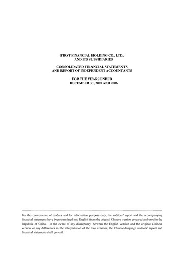 Thumbnail First Financial Holding Financial Statement 2007
