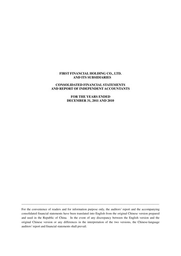 Thumbnail First Financial Holding Financial Statement 2011
