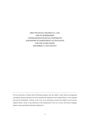 Thumbnail First Financial Holding Financial Statement 2018