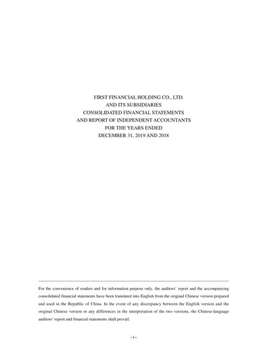 Thumbnail First Financial Holding Financial Statement 2019